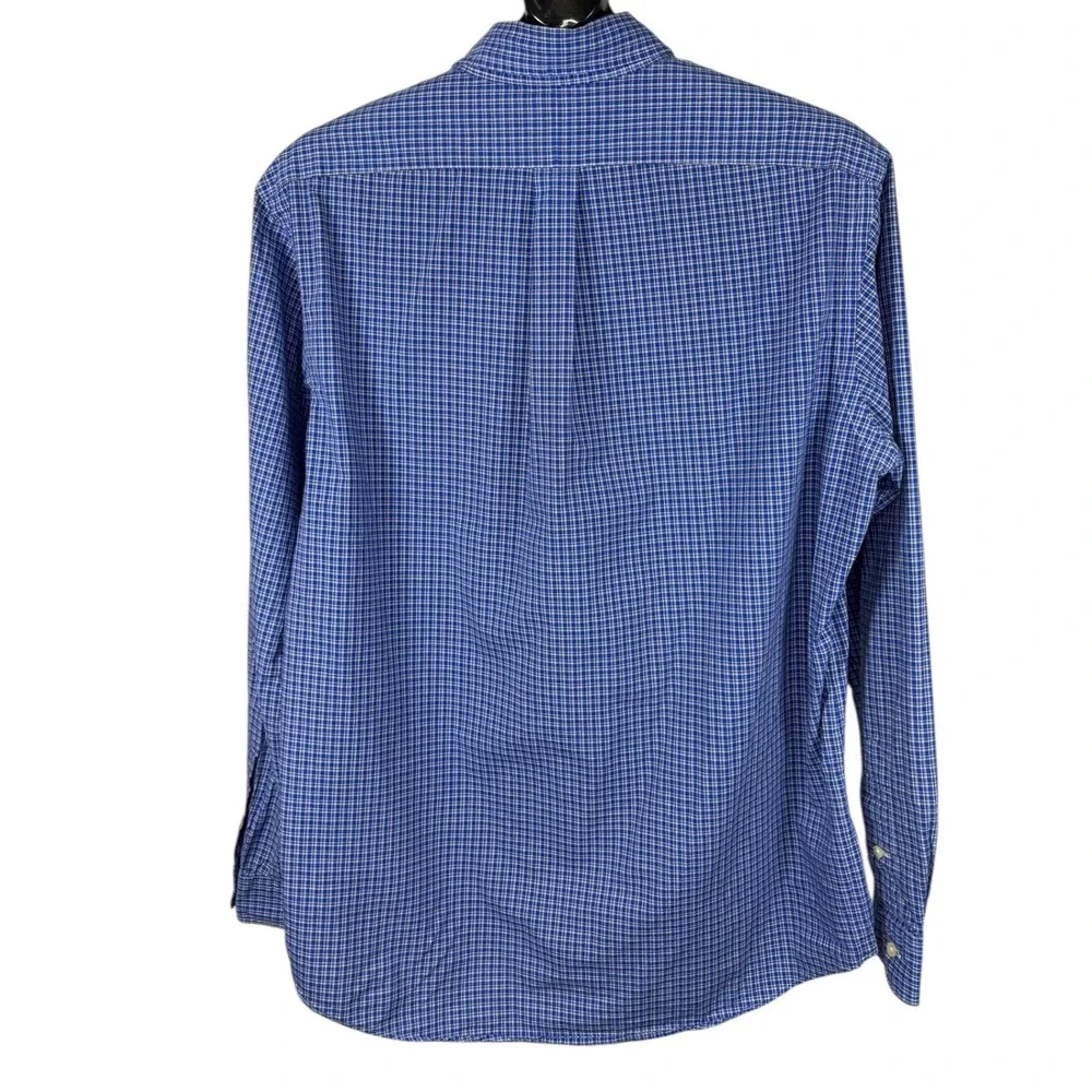 Ralph Lauren Mens Custom Fit Blue Check Button Down Shirt Long Sleeve Large L